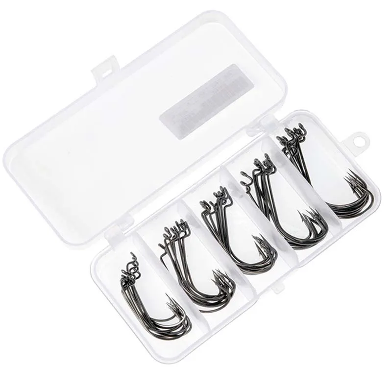 

50PCS/Pack Sea Fishing Box Crank Hook Set High-Carbon Steel Carp Snap Fishing Accessories Hooks Set with Box Fishing Tools