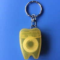 2pcs 15 meters dental floss keychain mini health hygiene key ring dental arch scaling dental care portable pendants random color