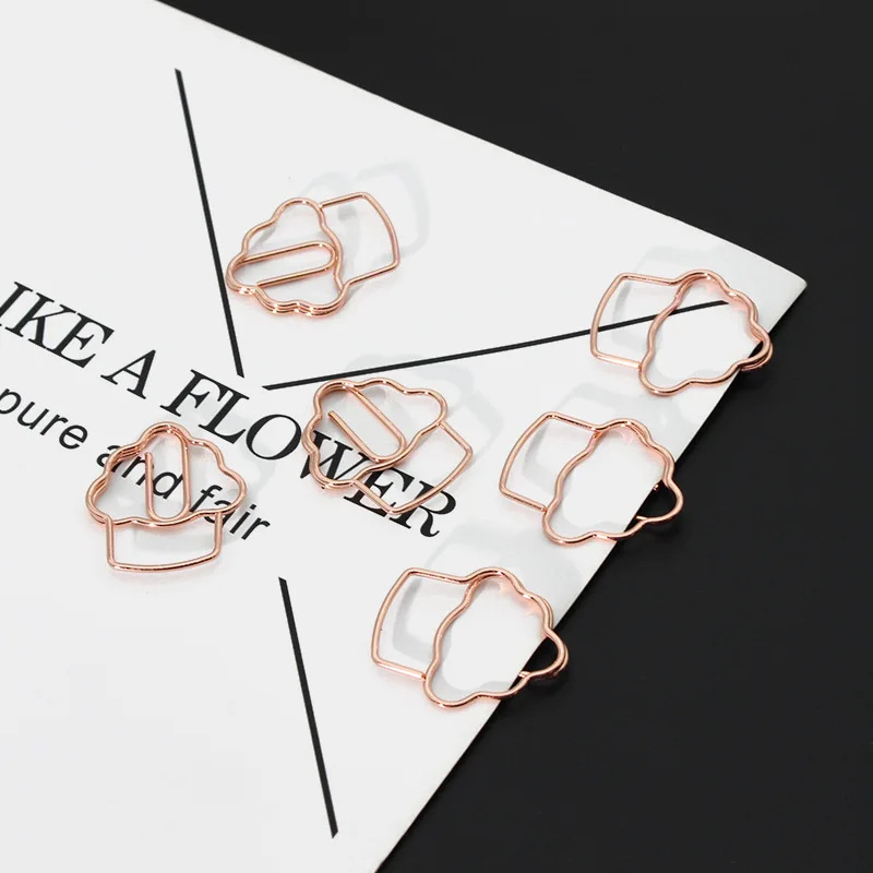 

20Pc Cute Summer Ice Cream Metal Paper Clips Rose Gold Stationery Binder Clips Photos Notes Letter Bookmarks Stationery Supplies