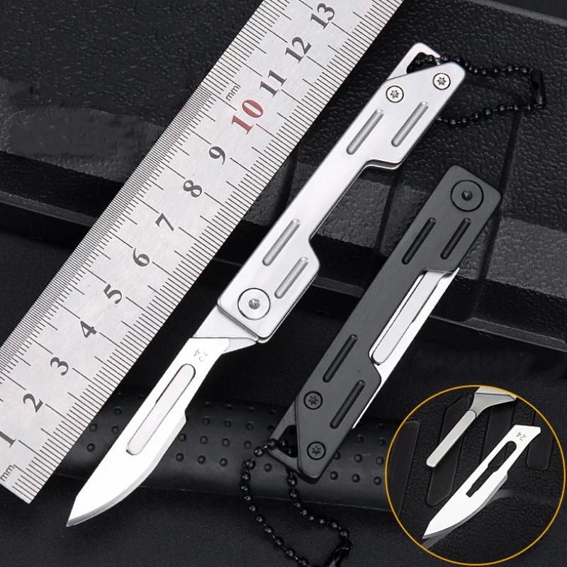 Mini CNC medical Scalpel Fast Open Medical Folding Knife EDC Outdoor Unpacking Pocket Knife With 10pcs Replaceable Blades