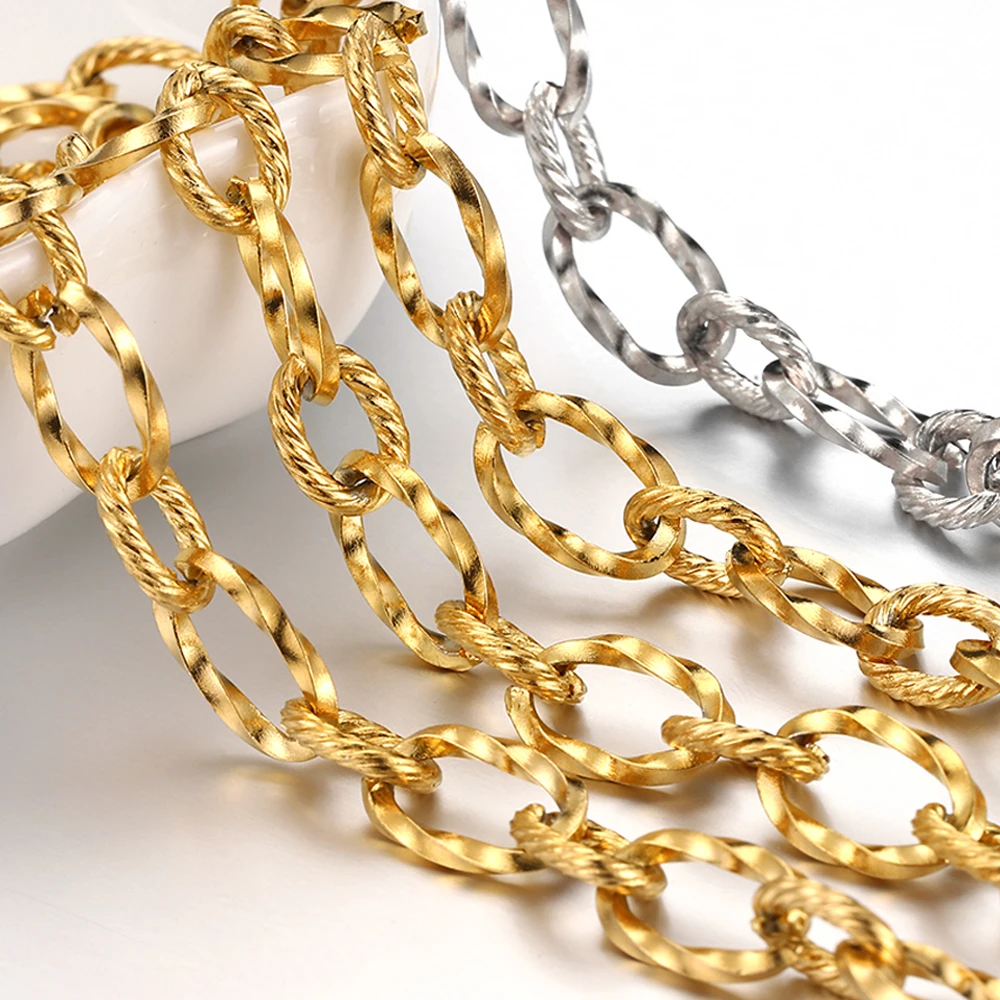 

1meter 7mm Stainless Steel Chain Gold Color Thick Twist Rolo Cable Chain for Jewelry Making DIY Necklace Bracelet Wholelsale