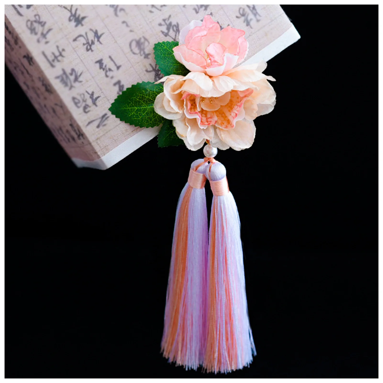 

Woman's Hanfu Side Hair Clips Set Stable Grip Vintage Silk Flower Headpiece with Tassels for Gown Dress Hairstyle Making Tools