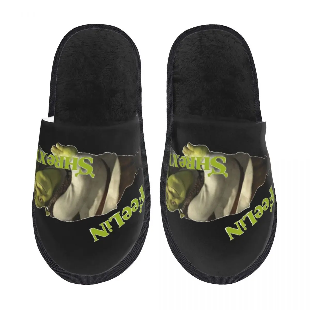 Домашние хлопковые тапочки Feelin шрекси с мемом мягкие домашние меховые для