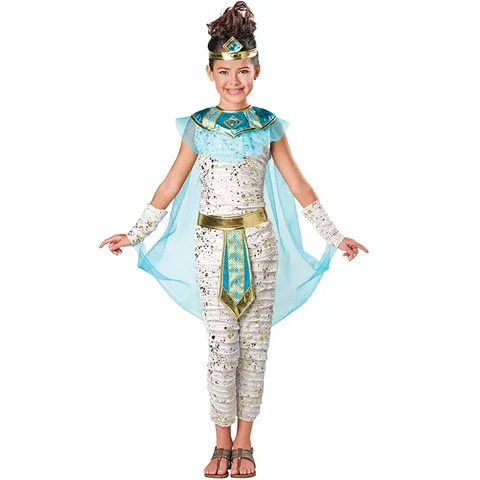 Маскарадные костюмы королевских египетских мамочек для девочек, детские костюмы Клеопатры на Хэллоуин, парад Пурим, карнавал, ролевые представления Вечерние вечернее платье