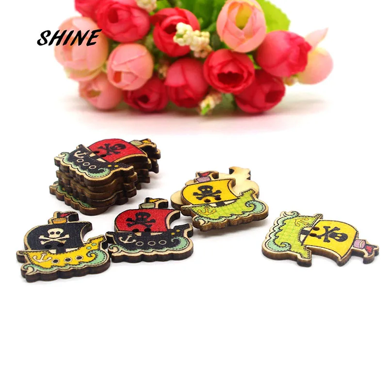 

32 мм деревянные пуговицы для скрапбукинга Sea Rover с 2 отверстиями для детской одежды