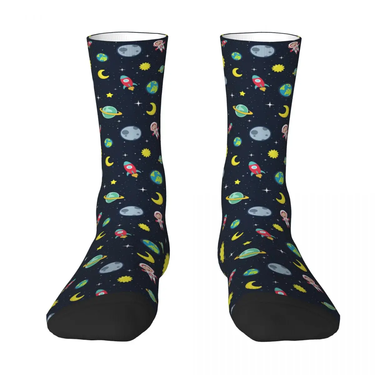 Seamless Pattern Space, Starry Sky, Earth, Universe, Astronaut, Cartoon Adult Socks,Unisex socks,men Socks women Socks