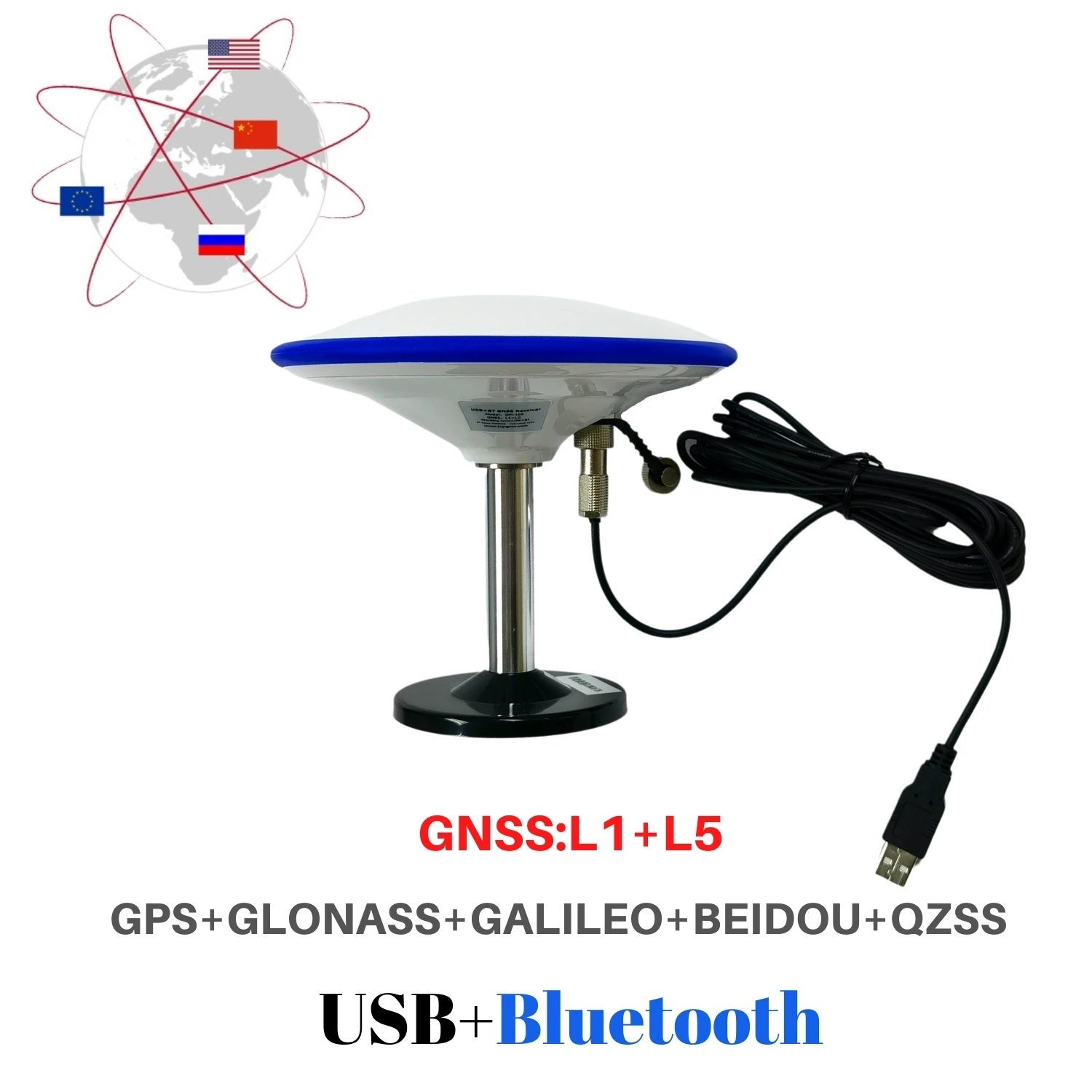 

New GNSS L1 L5 GM-105BT Agriculture Support Android USB Bluetooth GPS GNSS receiver antenna module 5V baud rate 115200 TOPGNSS