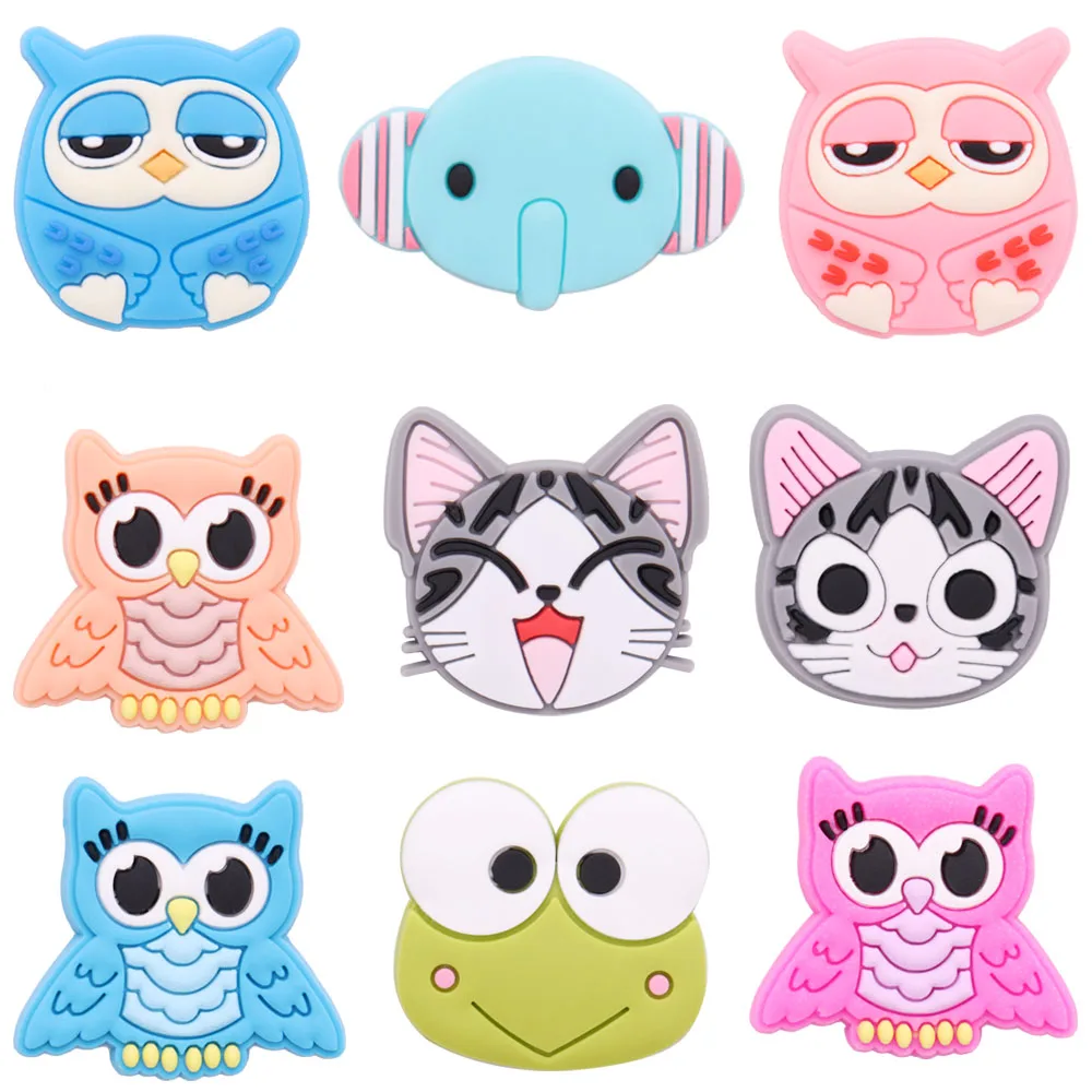 

Wholesale 50PCS Lovely Cartoon PVC Shoe Charms Animals Elephant Owl Cat Frog Shoes Decorations DIY Croc Jibz Slipper Accessory