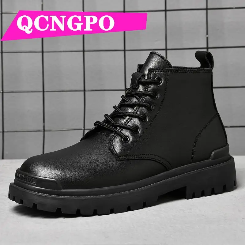 

Laces boots classic boots retro Martin boots British Style Motorcycle boots Cow Leather Cowboy Medium Cut working boots ankle