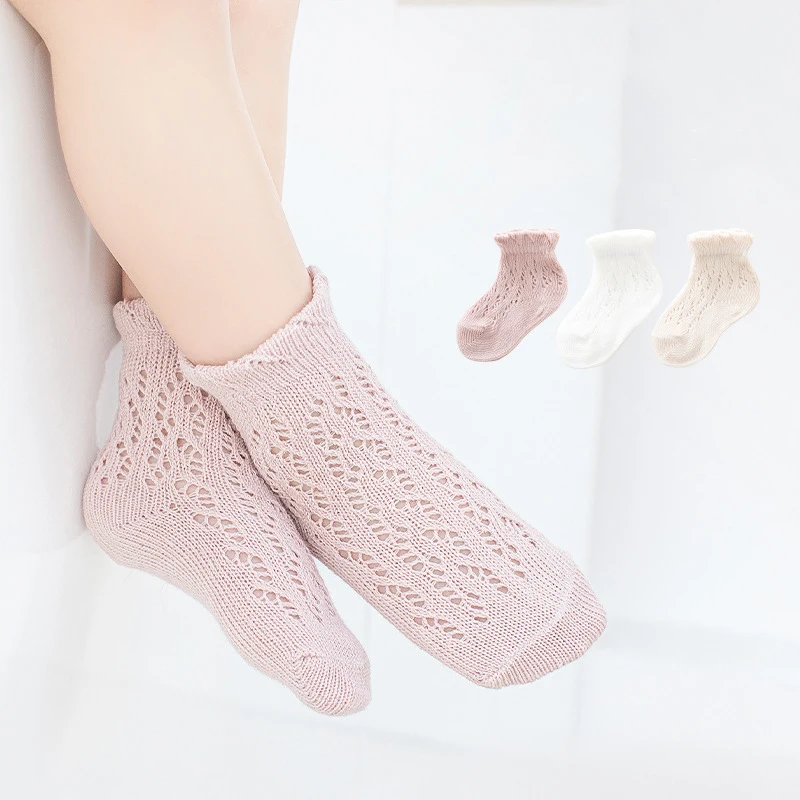 

Summer Cotton Cute Spanish Lace Frilly Ruffle Slippers 2023 New Girls Princess Hollow Mesh Stitch Home Socks for Children Kids