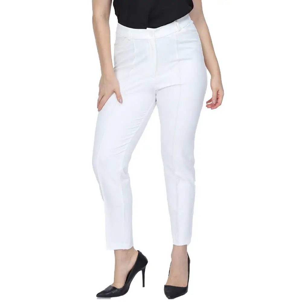 Fierte Women Plus Size Pants Rg1308 Fabric High Waist Tight Trotting Zipper Closure Spring Summer Slim Casual Elegant
