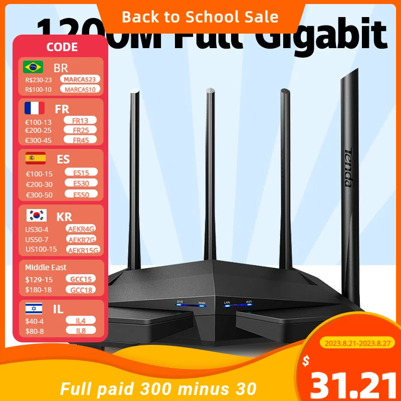 Tenda AC11 Gigabit Wireless Wifi Router Dual-Band AC1200 WIFI Repeater Global Firmware  Iptv  Wifi Range Extender