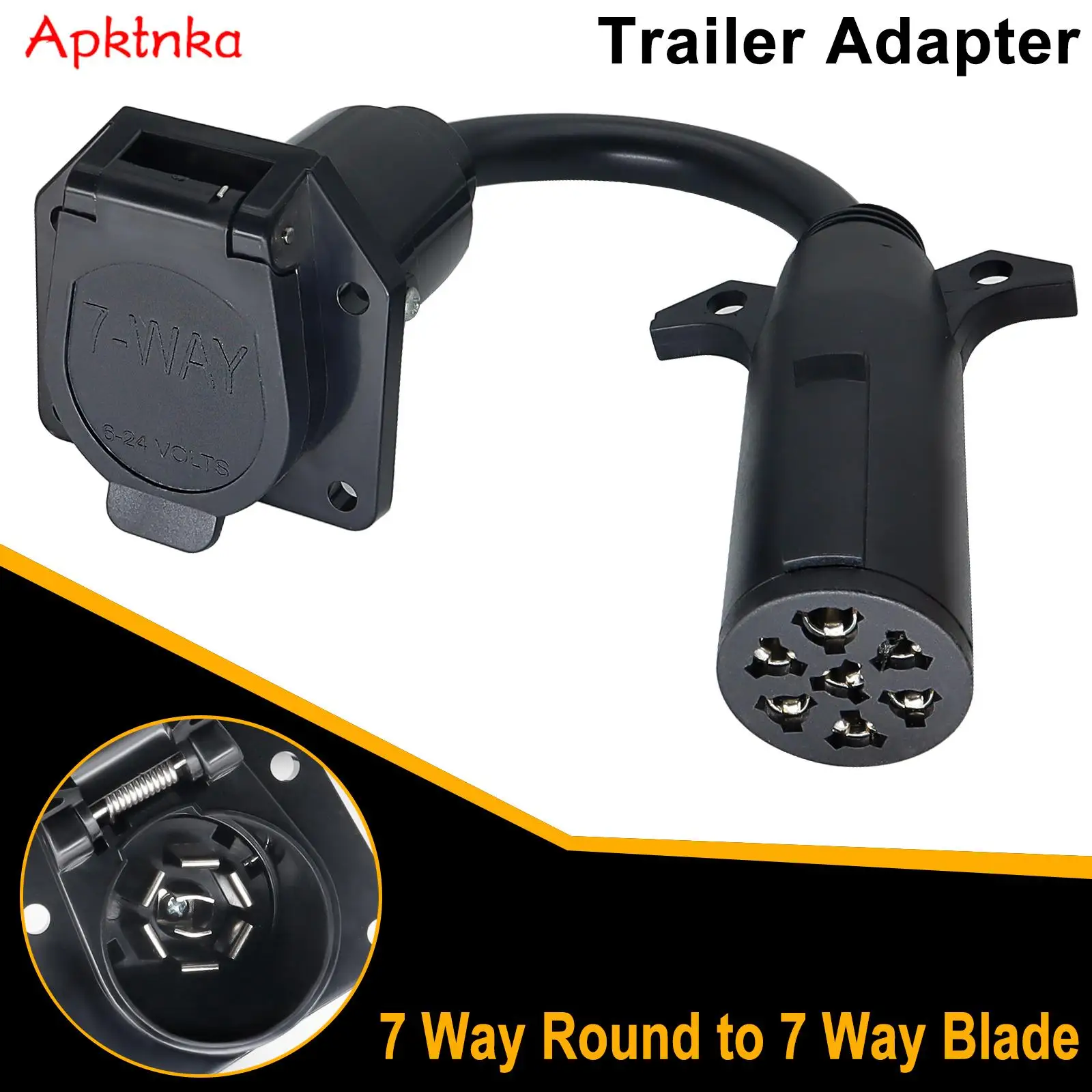 

7 Way Round 7 Pin Truck to 7 Way Blade RV Trailer Adapter Wiring Plug Converter Truck Heavy Duty Trucks Trailers Connectors 12V