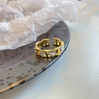 exquisite rhinestones geometric rings open adjustable size sparkling zircons full of temperament fashion andversatile korean new