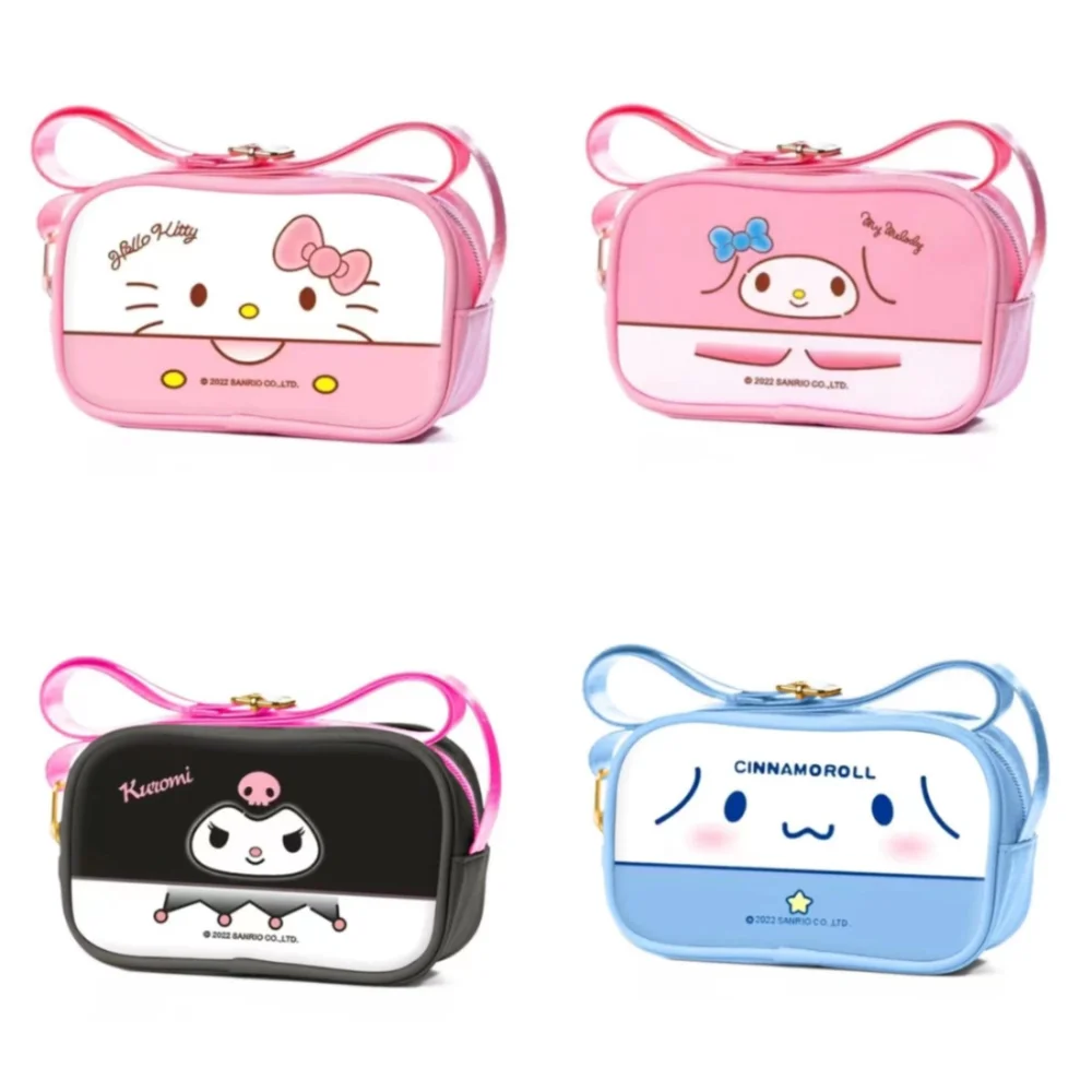 

Kawaii Pu Leather Children Shoulder Bag Sanrio Kuromi Mymelody Hellokitty Cinnamoroll Cartoon Crossbody Bag Anime Makeup Bag