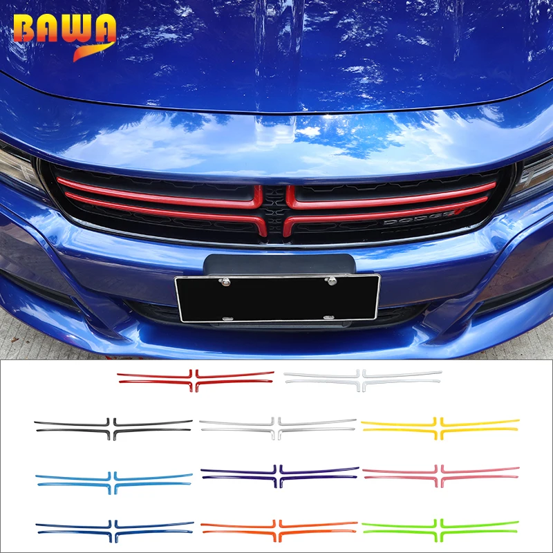 

BAWA Car Front Grille Decoration Strip Stickers Accessories For Dodge Charger 2015 2016 2017 2018 2019 2020 2021