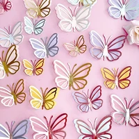 colorful butterflys wedding decorations pearls happy birthday letters party cake topper insert dessert cupcake baking supplies