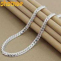925 sterling silver 18202224 inch 6mm side chain necklace for women party men engagement wedding fashion jewelry
