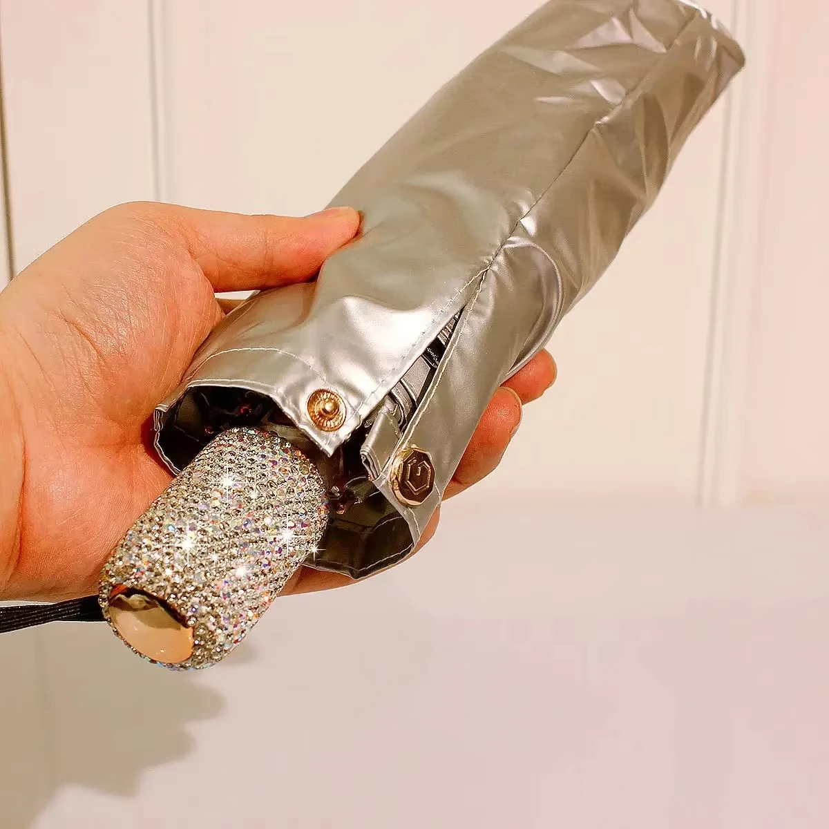 Портативный зонт с блестящим бриллиантом 3-кратный складной защитой от