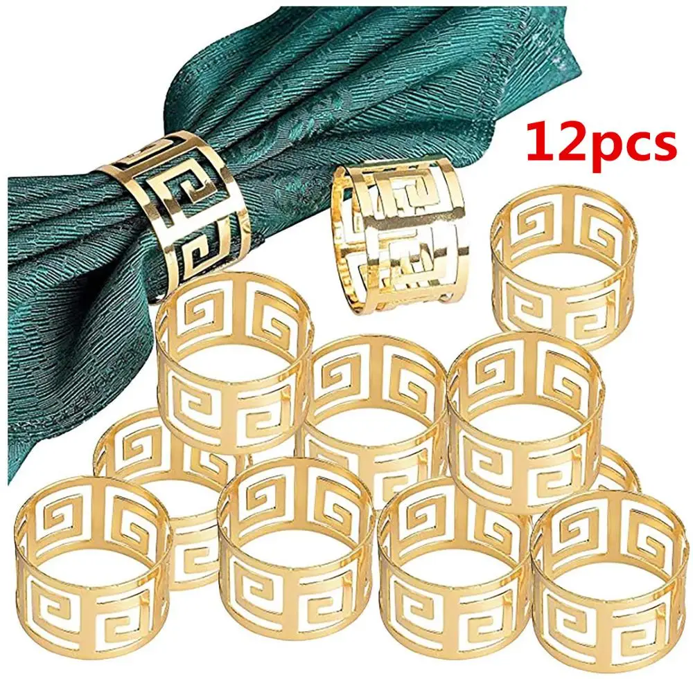 

12pcs/lot European style napkin ring cloth napkin napkin buckle hollow pattern gold and silver napkin ring wedding decoration