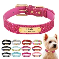 personalized dog collar bling customized anti lost pet id collar adjustable pet necklace with engraved tag for small medium dogs