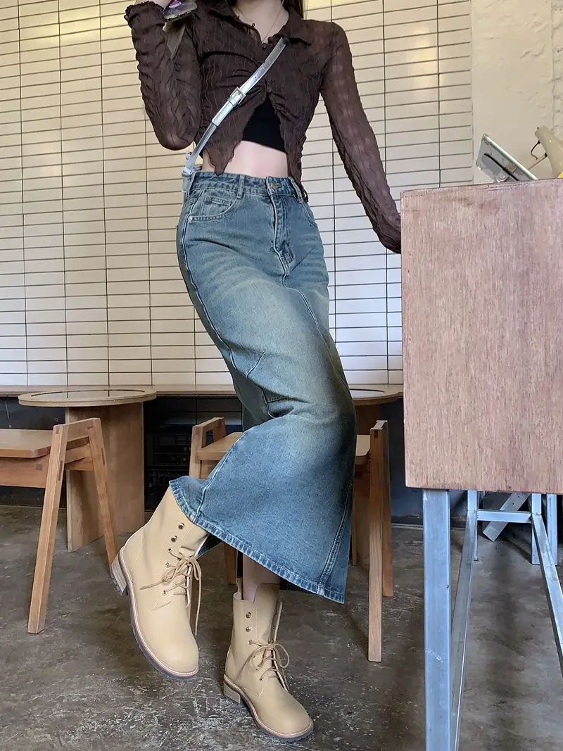 Юбки-миди женские с высокой талией в американском стиле для студентов крутая