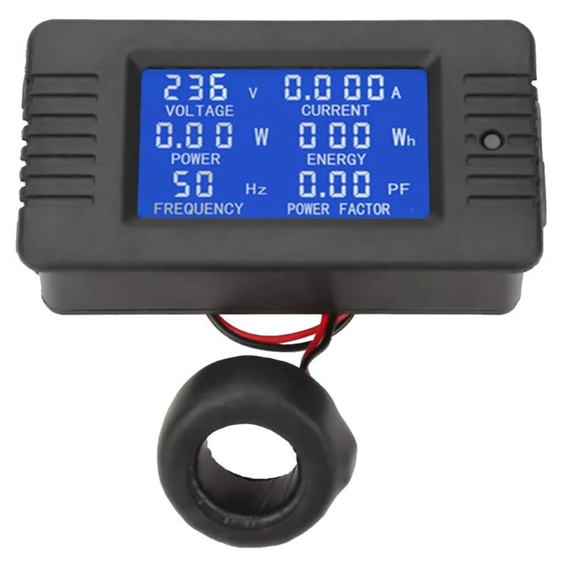 

LCD Display Digital AC Voltage Current Power Energy Meter Test Measurement With Closed Type CT 100A AC80-260V