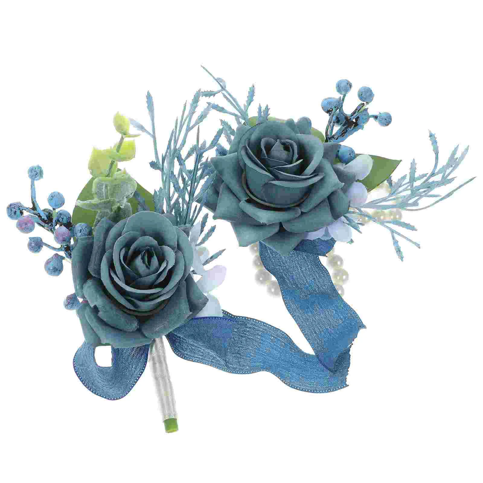 

Искусственная синяя корсажная бутоньерка, украшение для выпускного вечера, искусственный цветок, праздничный браслет, ручной свадебный браслет, деликатные товары