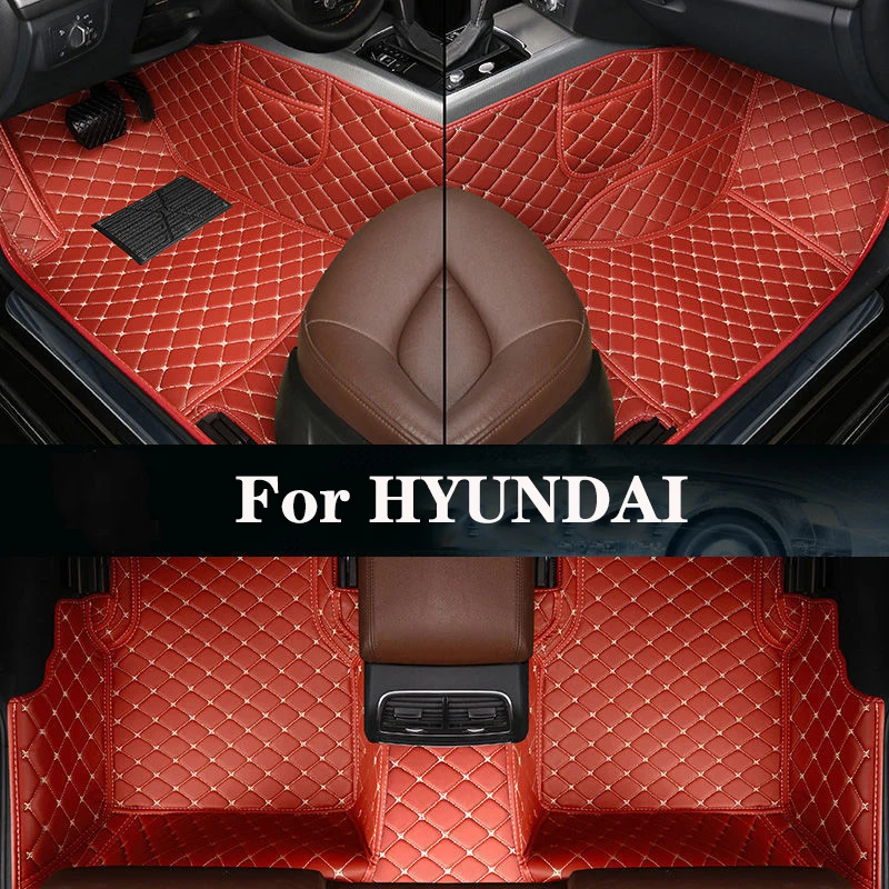 

New Side Storage Bag With Customized Leather Car Floor Mat For HYUNDAI ix25 ix35 ix45 Genesis Kona Ioniq H Rio Tucson Auto Parts