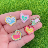 20pcs 2022 fashion trend colorful sweet love heart necklace alloy pendant for women earring bracelet diy jewelry making charm