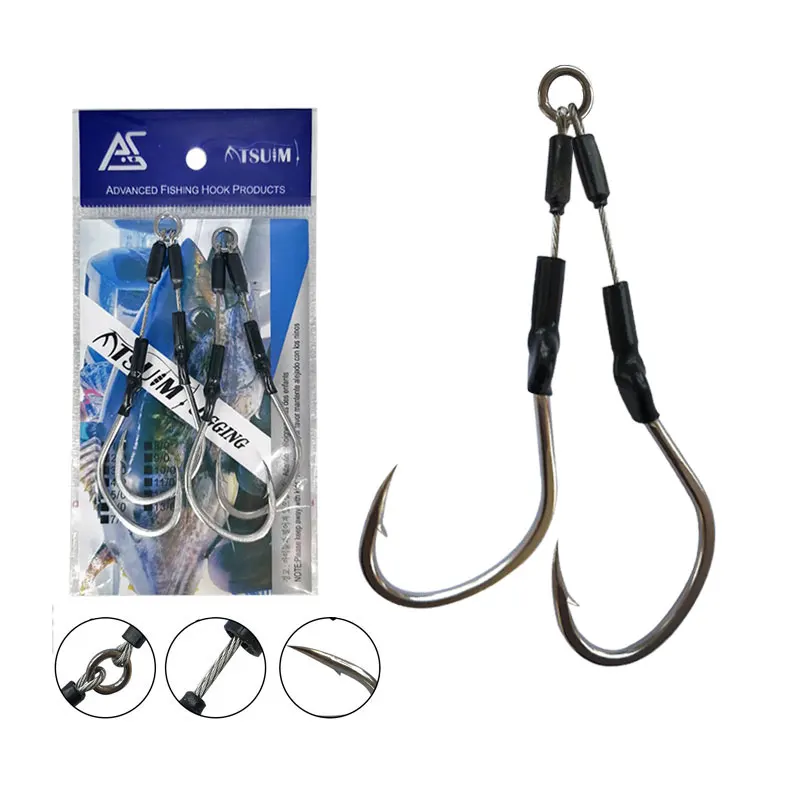 

AS Barbed Hooks Sea Fishing Jig Stainless Wire Assist Lure Jigging Tackle Carbon Fish Saltwater Accessories Pesca Leurre