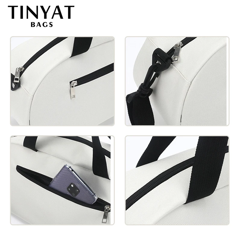 TINYAT Men's Travel Bags Pouch Large Capacity Sports Gym Weekender Bag Fashion Zipper Women Luggage Handbags New Crossbody Bag