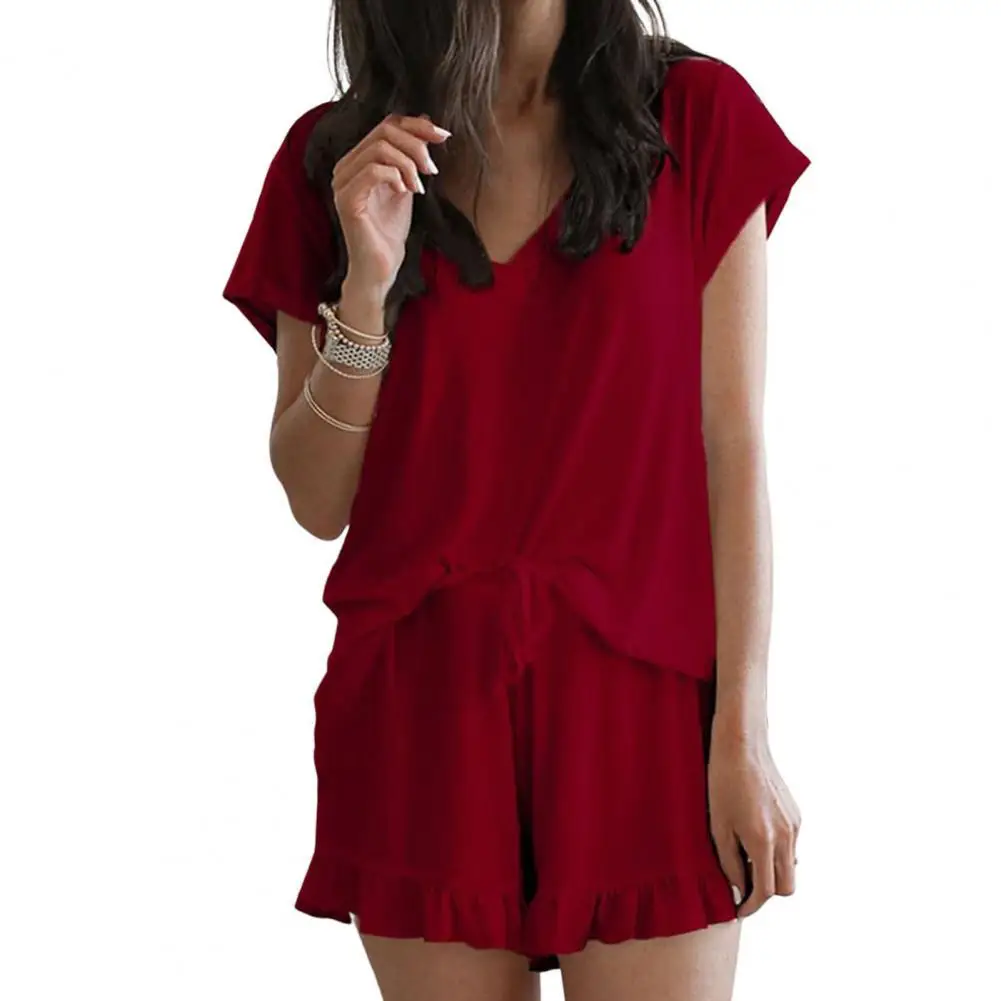 

Женский пижамный комплект с V-образным вырезом и коротким рукавом