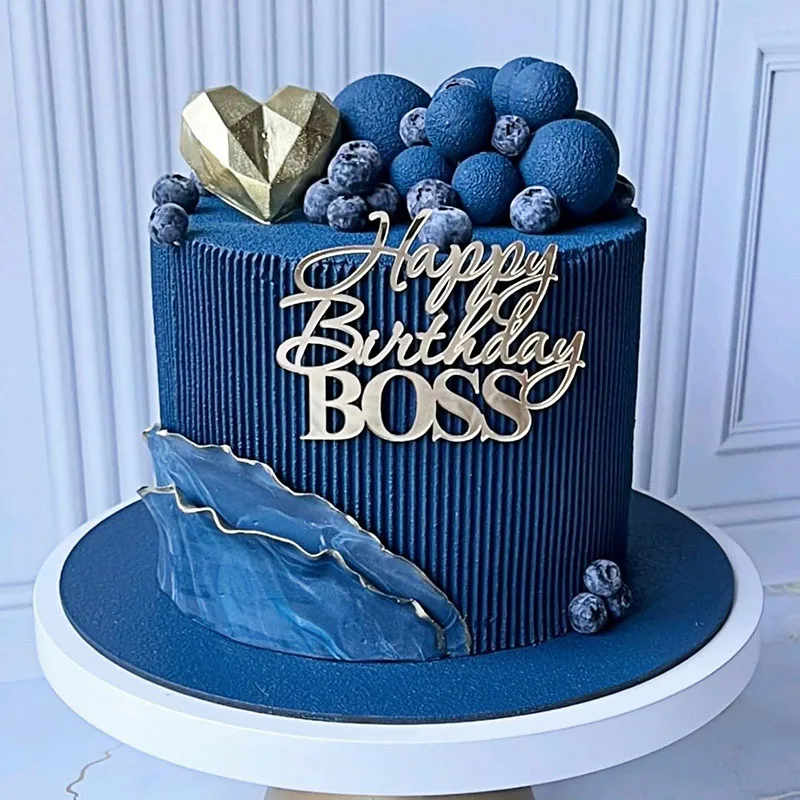 

1 шт. золотой большой босс с днем рождения акриловый топпер для торта Boss день рождения кекс топпер для украшения торта на день рождения