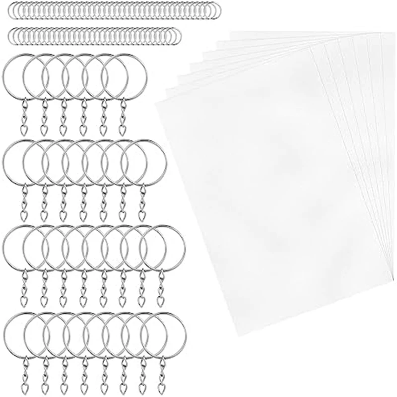 

225 PCS Shrinky Dink Keychain Kit Shrinky Dink Paper Keychain Kit With Shrinky Dink Paper Key Chain Split Ring