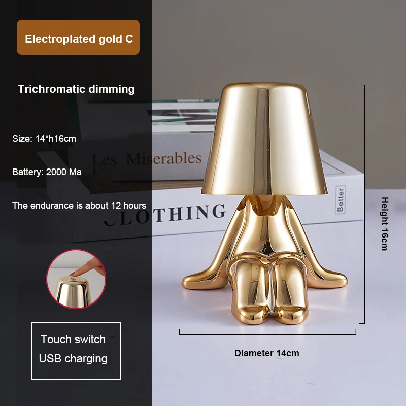 

LED Aluminum Alloy Waterproof Rechargeable Desk Lamp Touch Dimming Metal Table Lamps For Bar Living Room Reading Camping Light