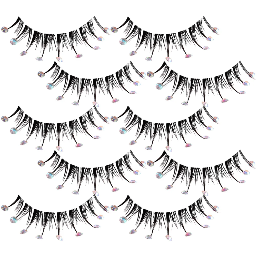 

5 Pairs Thick Cosplay Stage Festival Diamond Party Makeup Rhinestone Eyelashes for Makeup Stage
