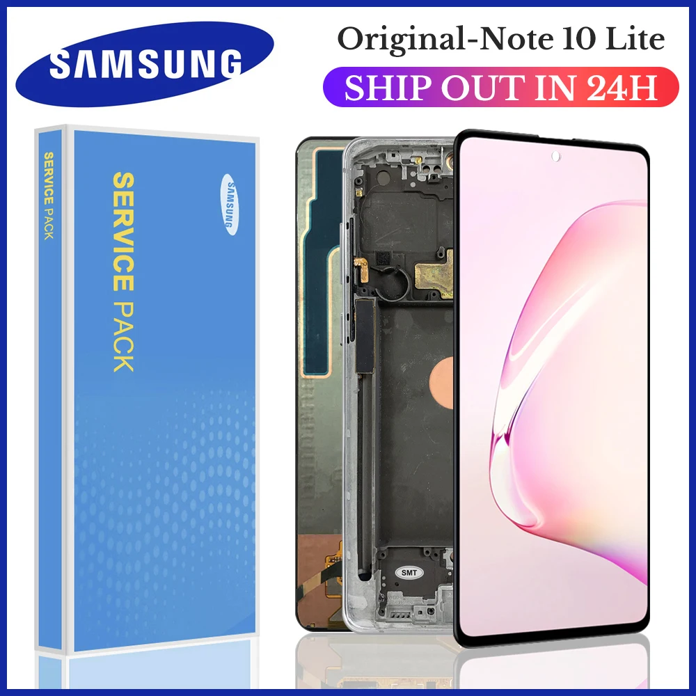 

Оригинальный дисплей 6,7 дюйма для Samsung Galaxy Note 10 Lite N770 N770F, ЖК-дисплей с сенсорным экраном и дигитайзером в сборе с деталями рамки