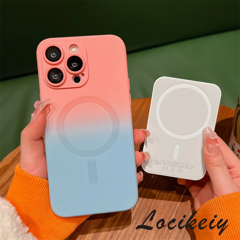 

Locikeiy Suitable for Apple 14promax iphone case gradient magnetic suction with lens film all-inclusive iPhone13 12 11pro max