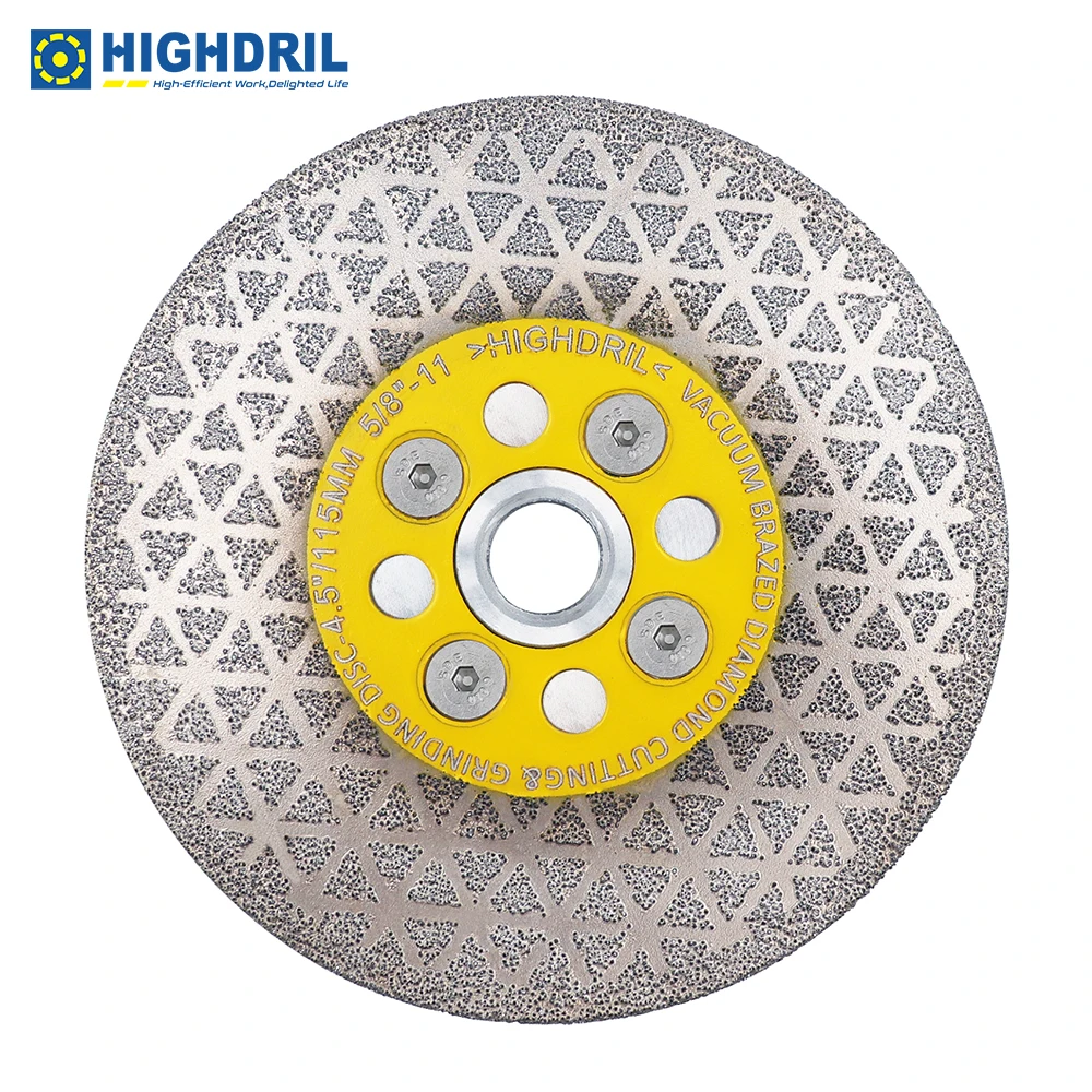 

HIGHDRIL 1pc Diamond Vacuum Brazed Double-sided Cutting Grinding Plate For Ceramic Granite Marble Dia115mm/4.5inch Grit#45/50
