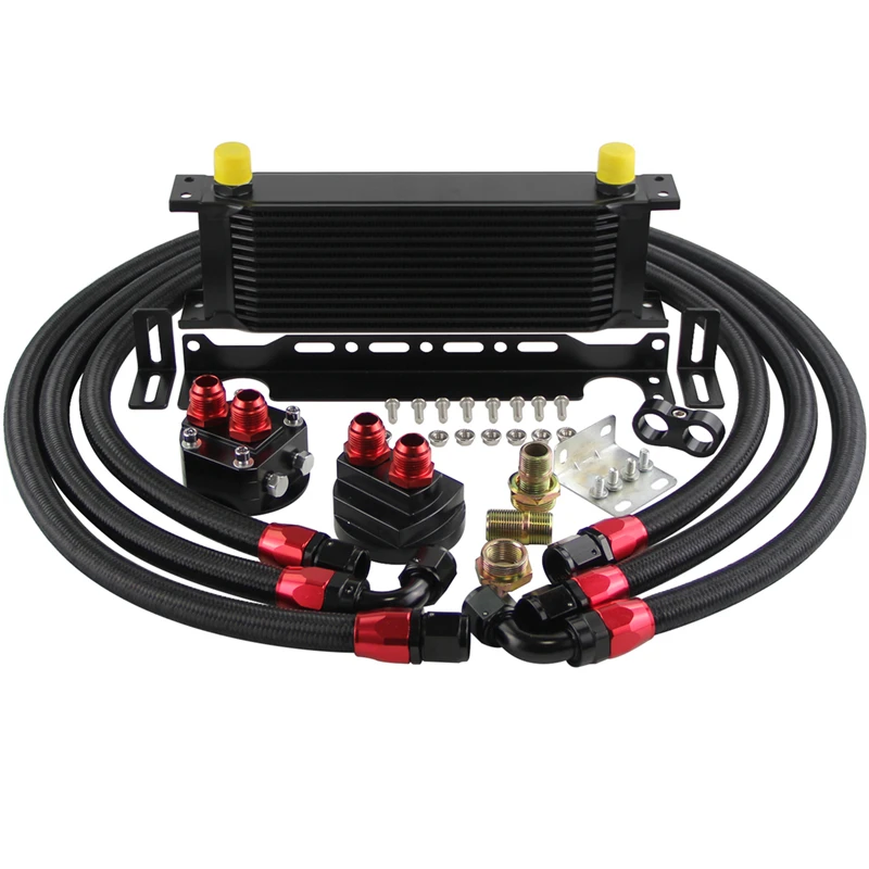

13 ROW AN10 UNIVERSAL ENGINE TRANSMISSION OIL COOLER british+relocation KIT black