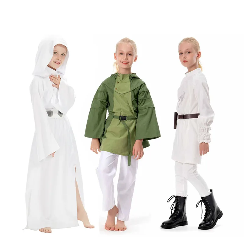 

Детский костюм принцессы Leia для косплея, костюм на Хэллоуин, карнавальный костюм для детей, униформа для вечеринки