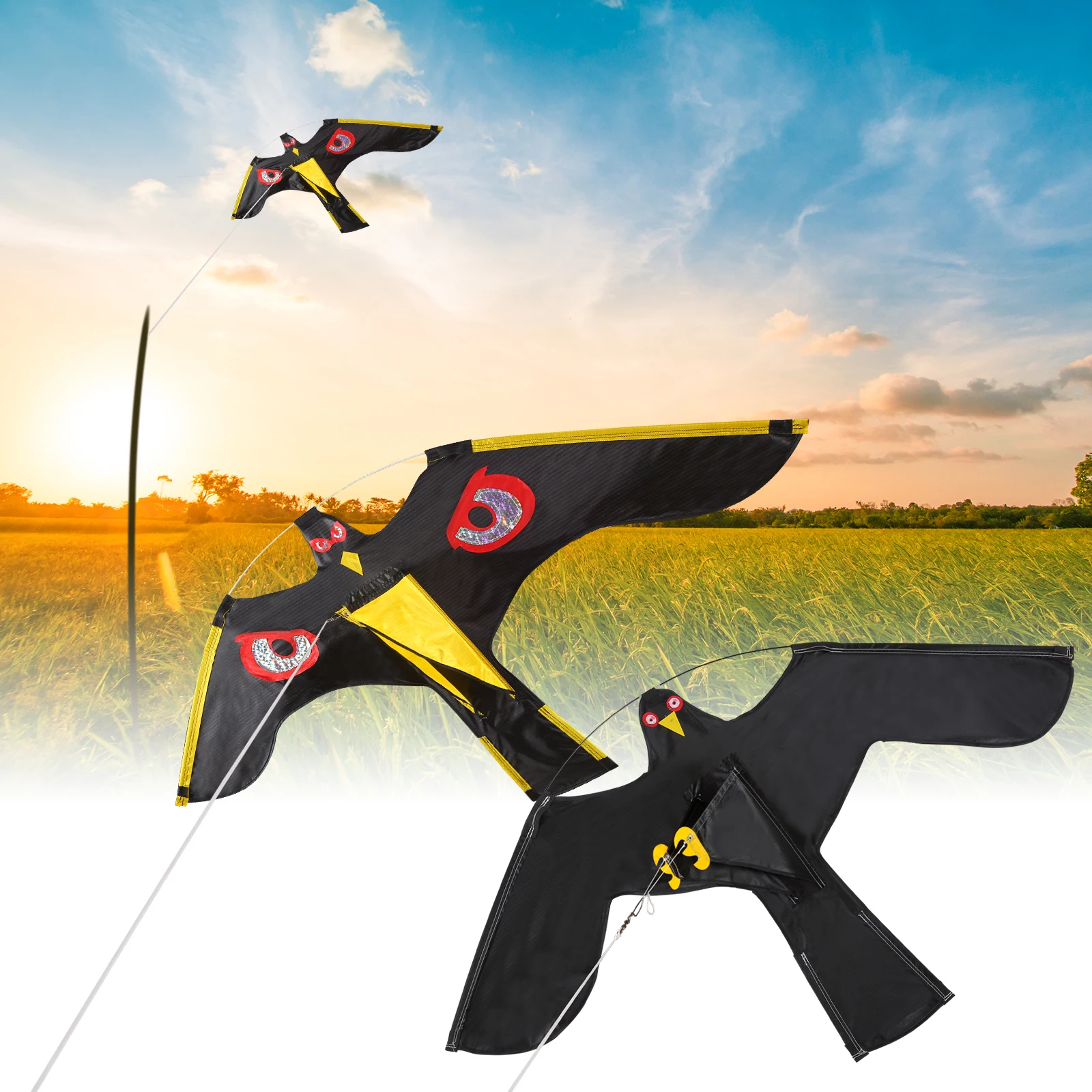 3Pcs Emulation Flying Hawk Kite Bird Scarer Drive Bird Kite Bird Repellent for Garden Scarecrow Yard Bird Repeller