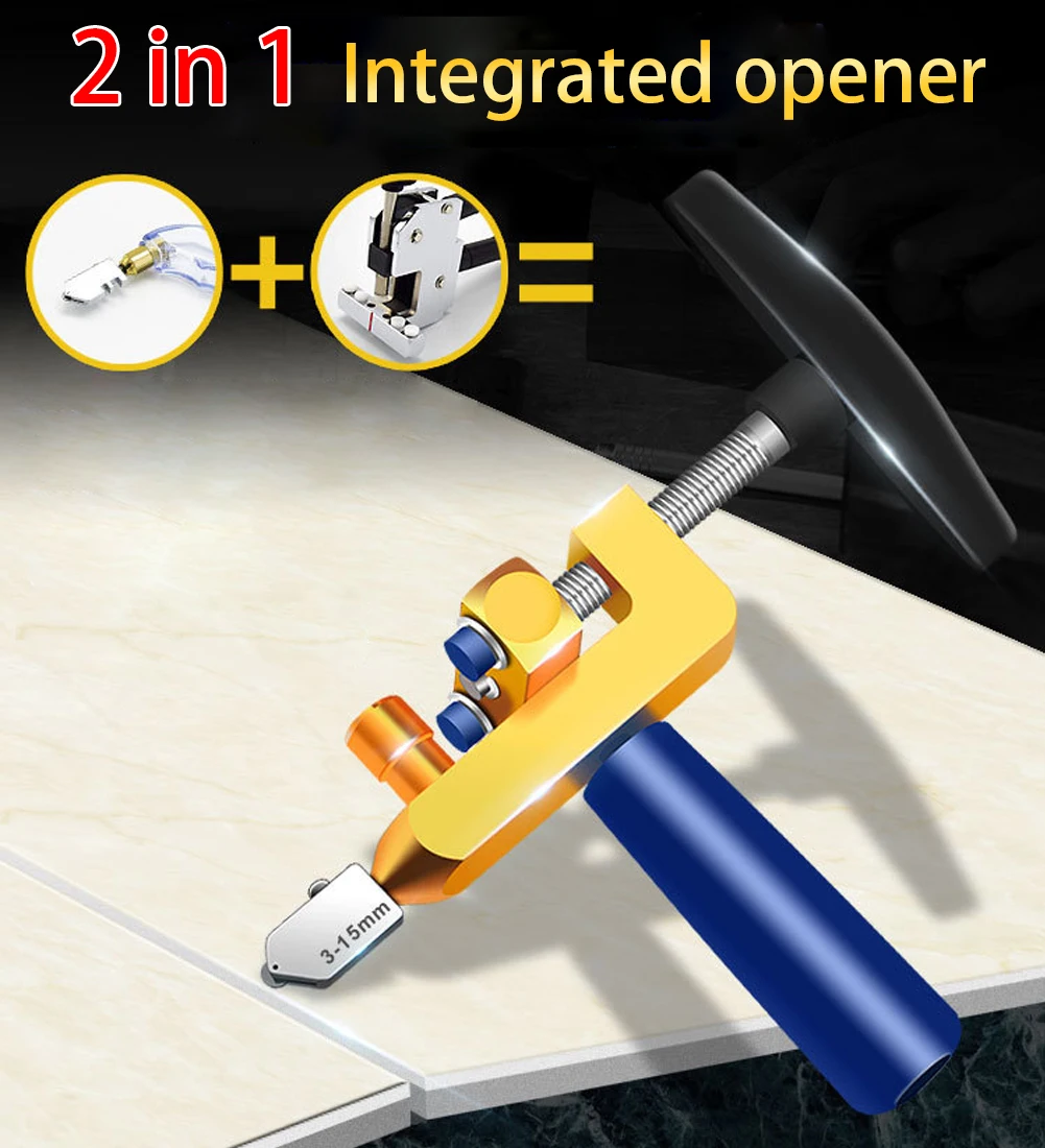 2 in 1 Practical Manual Tile Cutter with Wheel Diamond Roller Multifunction Glass Cutter Divider Ceramic Tile Opener Tools