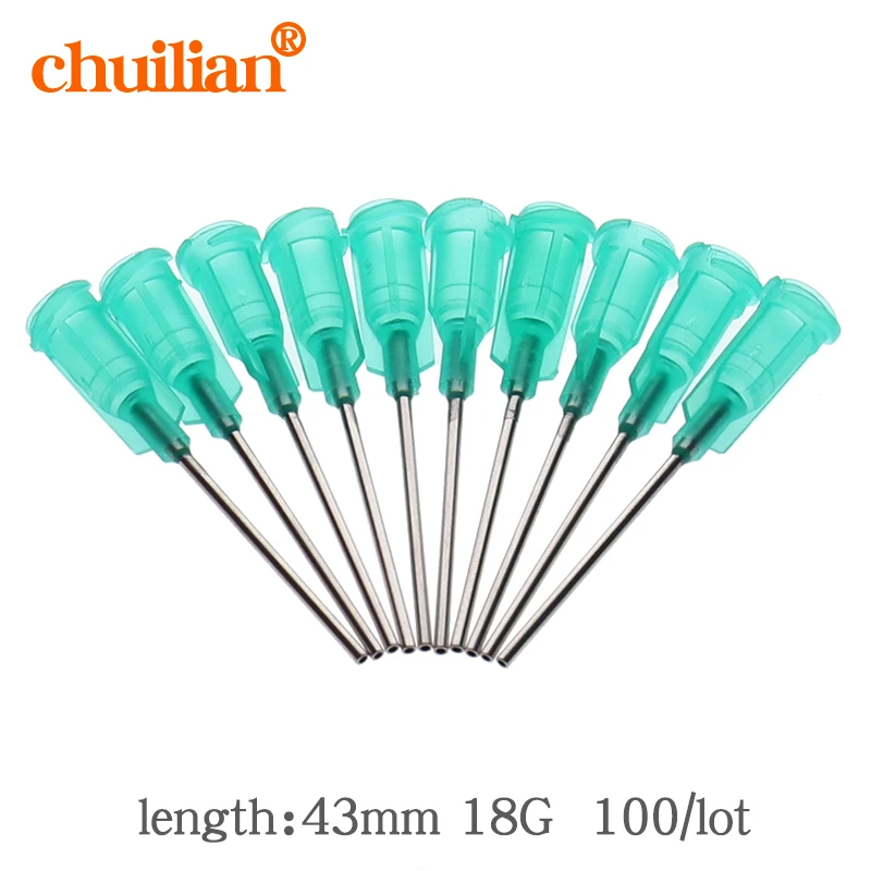 

100 шт./лот 18 г X 43 мм прецизионные Пассивированные S.S. Дозировочный наконечник с PP Safetylok hub, иглы для дозатора клея