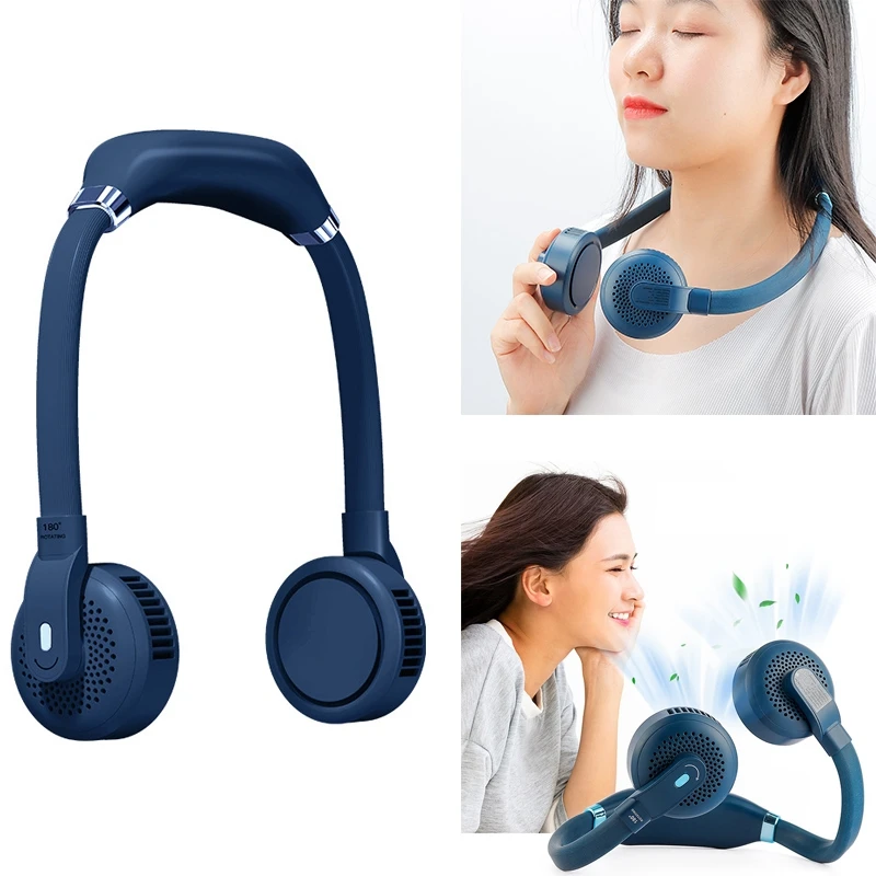 

Mini Bladeless Fan Summer Air Cooler Hanging Neck Fan USB Mute Electric Fan for Lazy Outdoor Sports Home Office