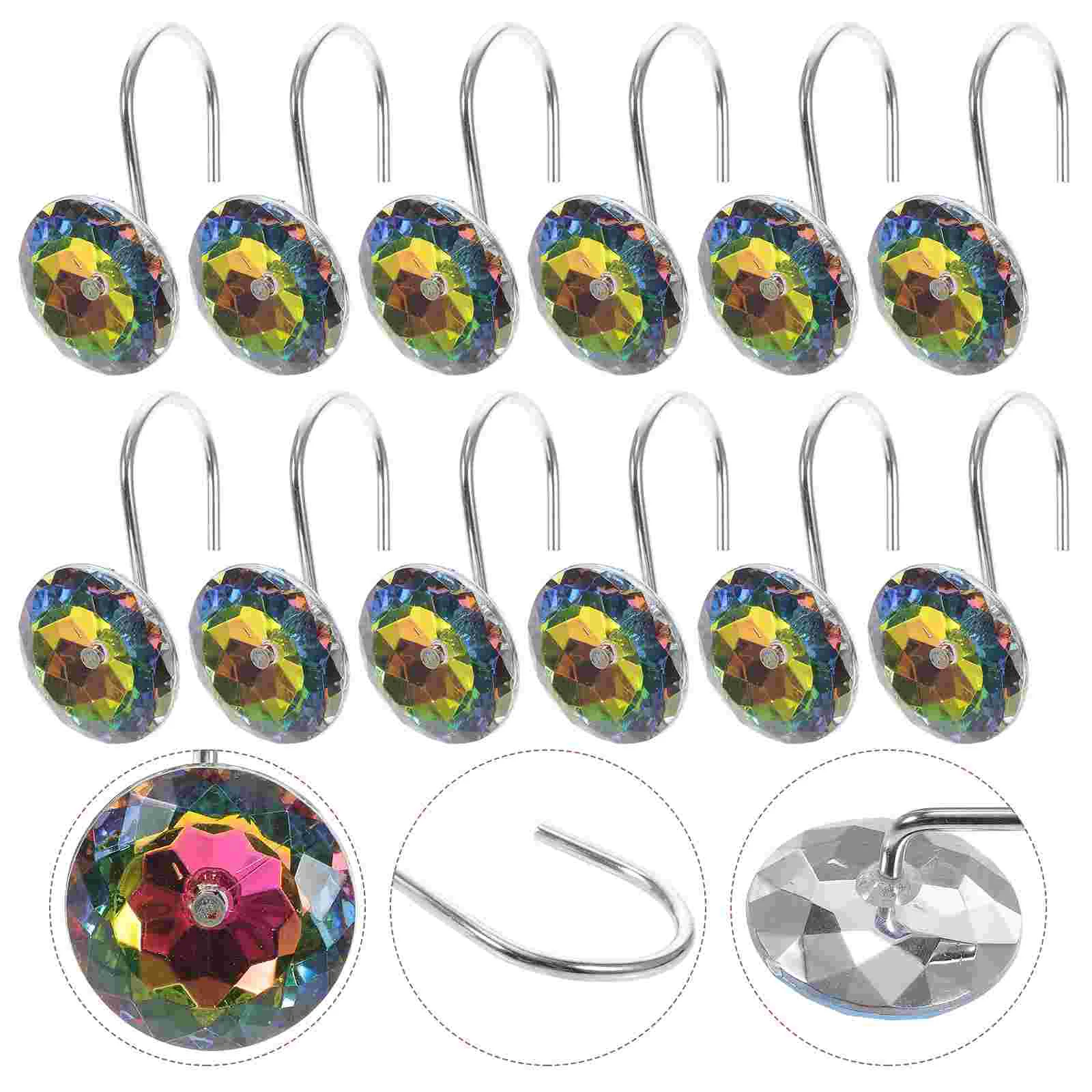 

Shower Curtain Hooks Rings Tiebacks Curtains Bathroom Silver Holdbacks Drapes