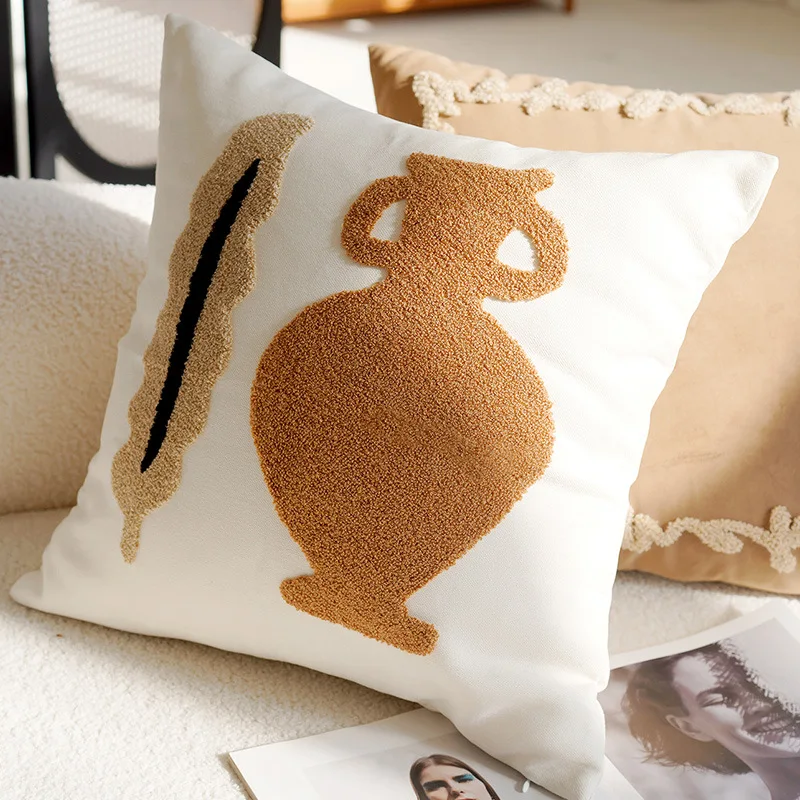 Кремово-коричневая наволочка 45x45 цвета хаки плюшевая