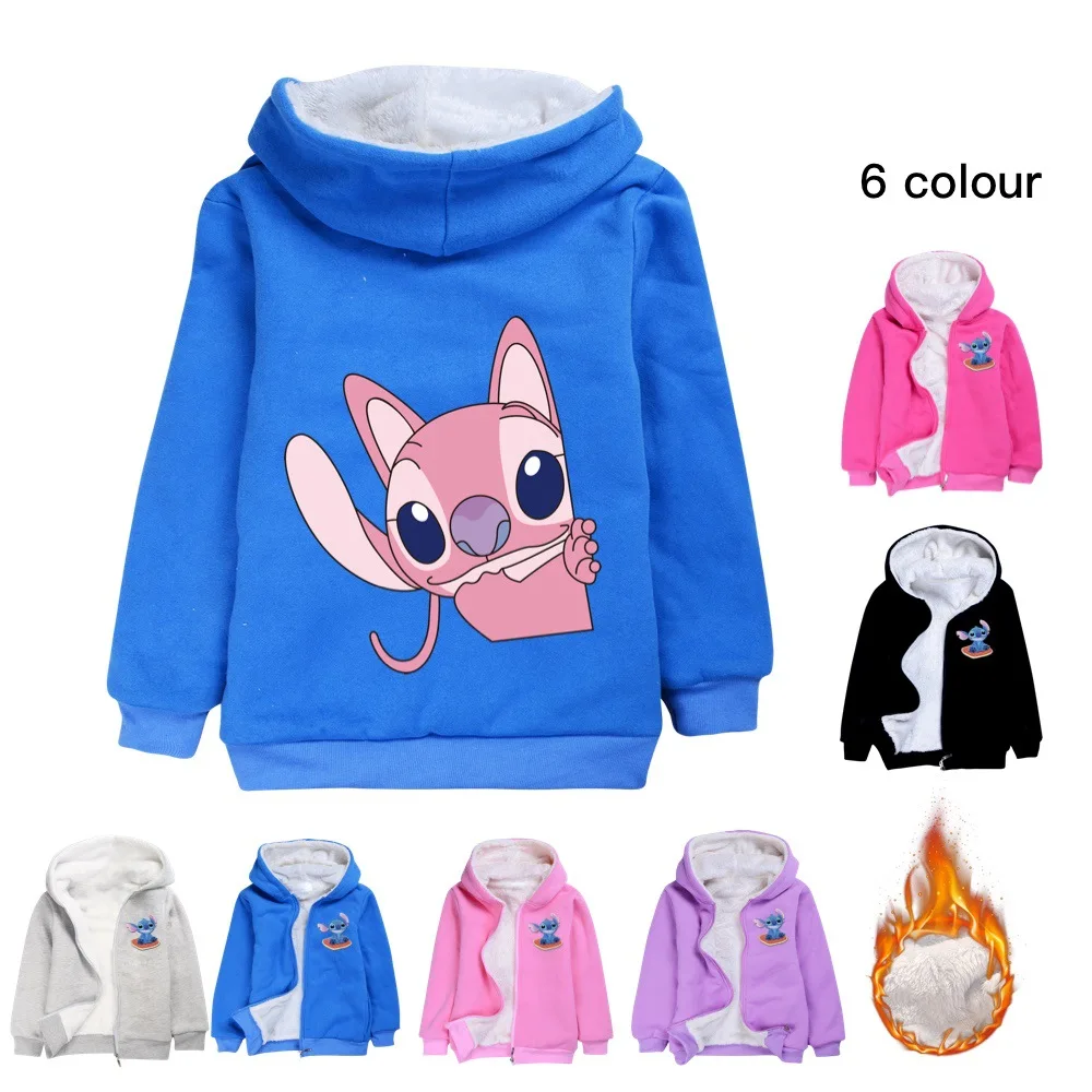 

Disney Stitch Toddlers Coats for Christmas Cotton Teens Kids Parkas for Winter Baby Boys Hooded Little Girls Zipper Jacket