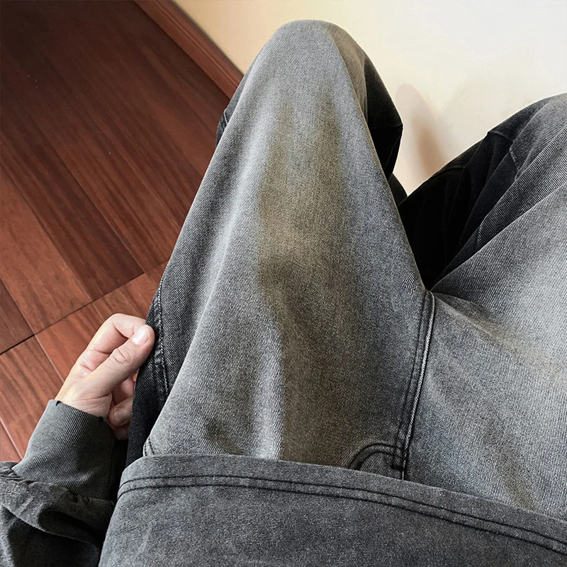 Black Grey Baggy Jeans Men Fashion Retro Casual Straight Jeans Men Japanese Streetwear Hip-hop Loose Denim Pants Mens Trousers